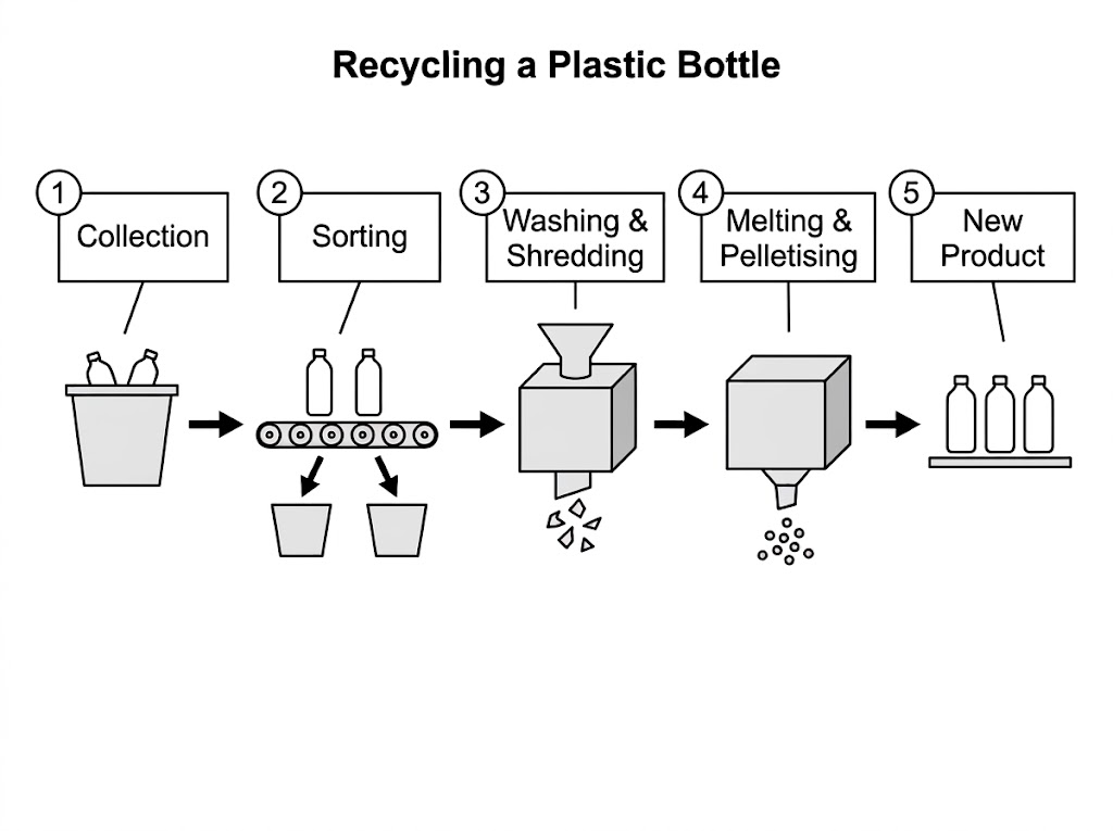 Diagram of the plastic bottle recycling process